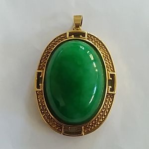 Signed LJ 2 inch gold tone
Jadeite pendant